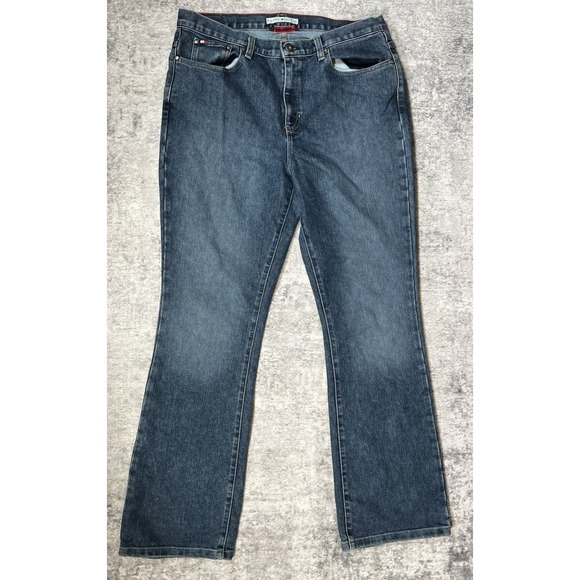 Tommy Hilfiger Denim - Y2K Tommy Hilfiger Hipster Bootcut Jeans Womens 34x32 Blue Denim Hip Hop Grunge